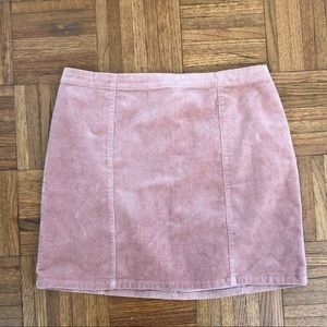 Pink cord mini skirt